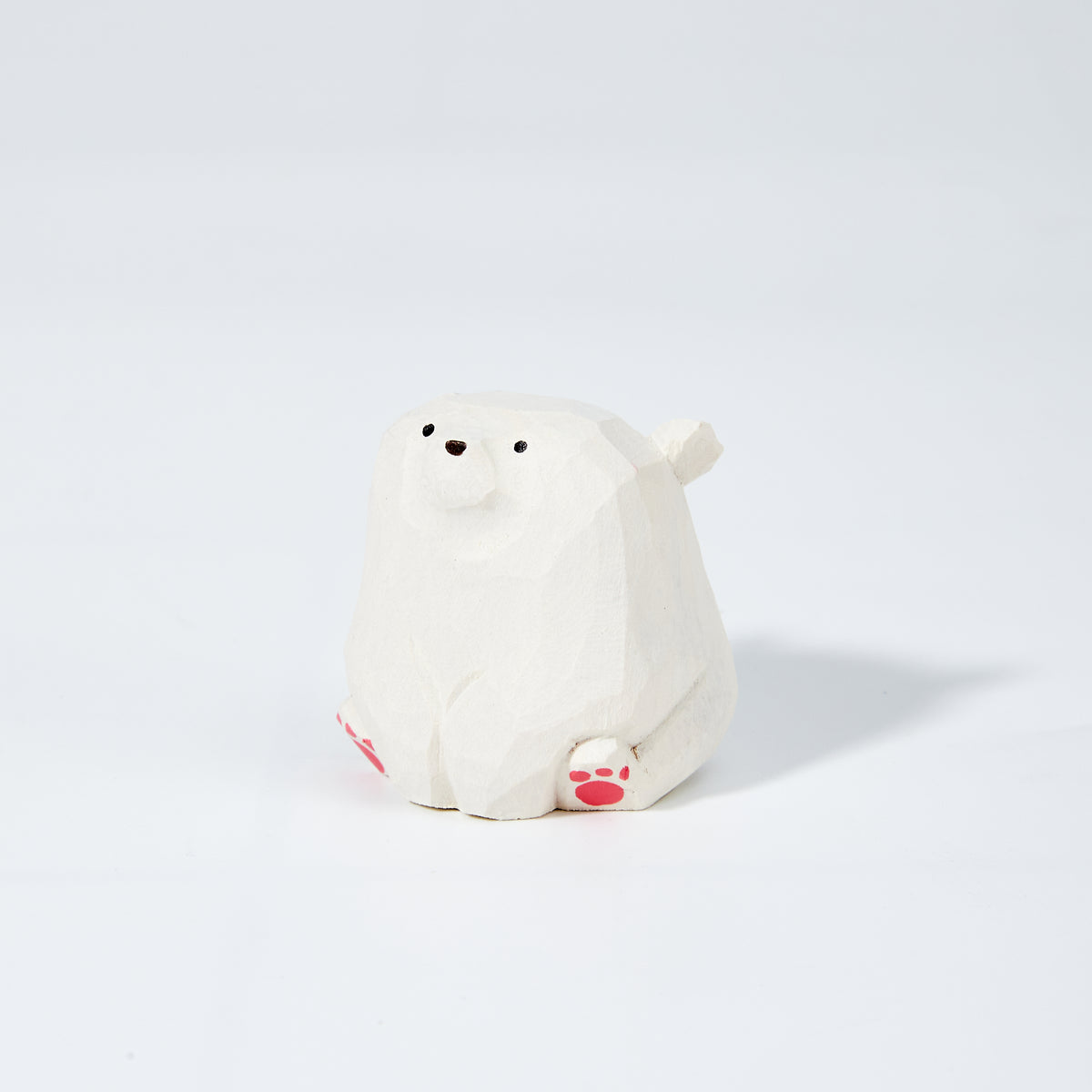Rei Carved Wooden White Polar Bear