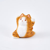 Yumi Carved Wooden Brave Cat in Warrior Pose