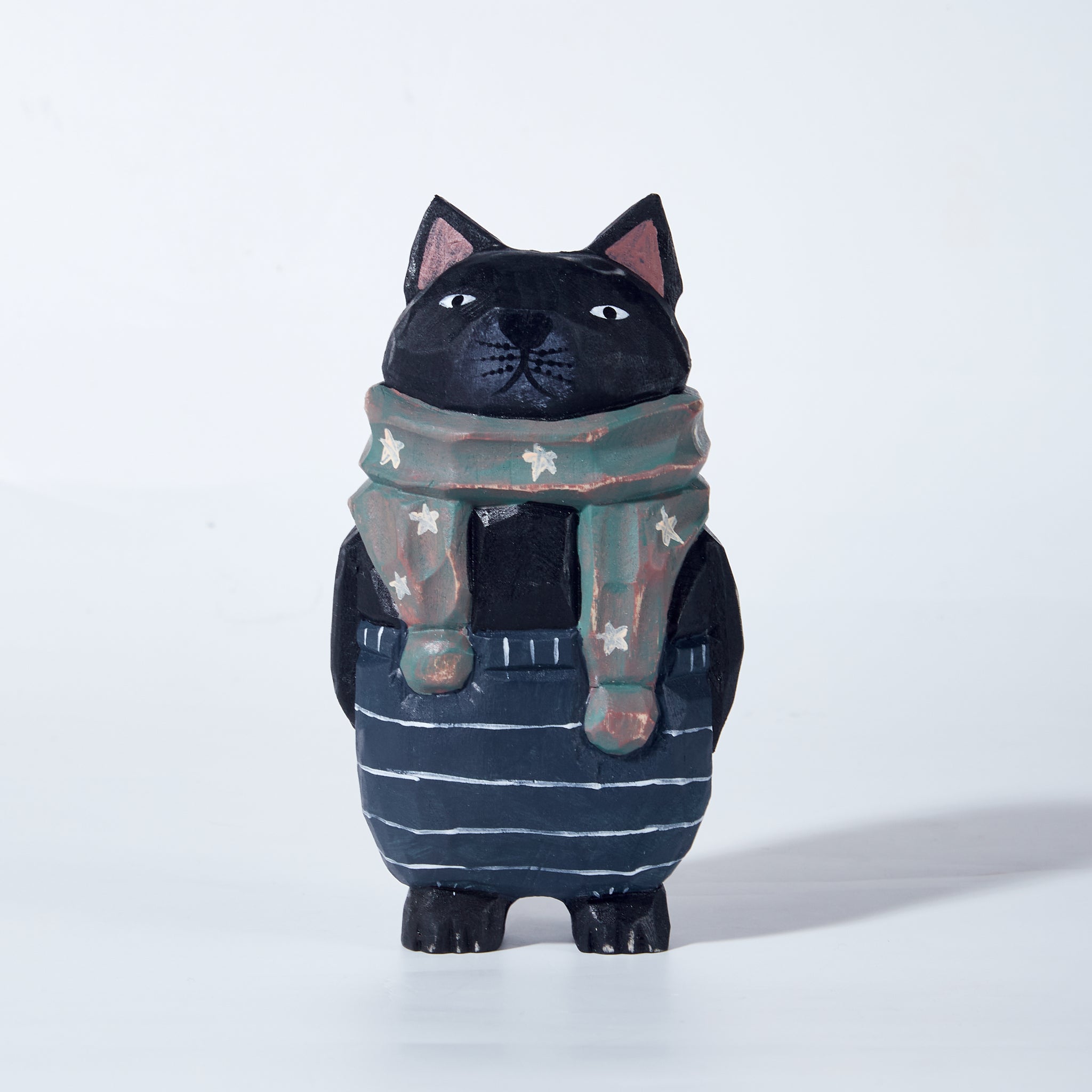 Coco Carved Wooden Cat with Scarf – Mokuomo